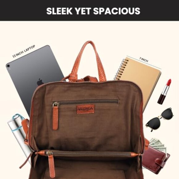 Genuine Leather Backpack Daypack Adjustable Strap 12.5 Inch